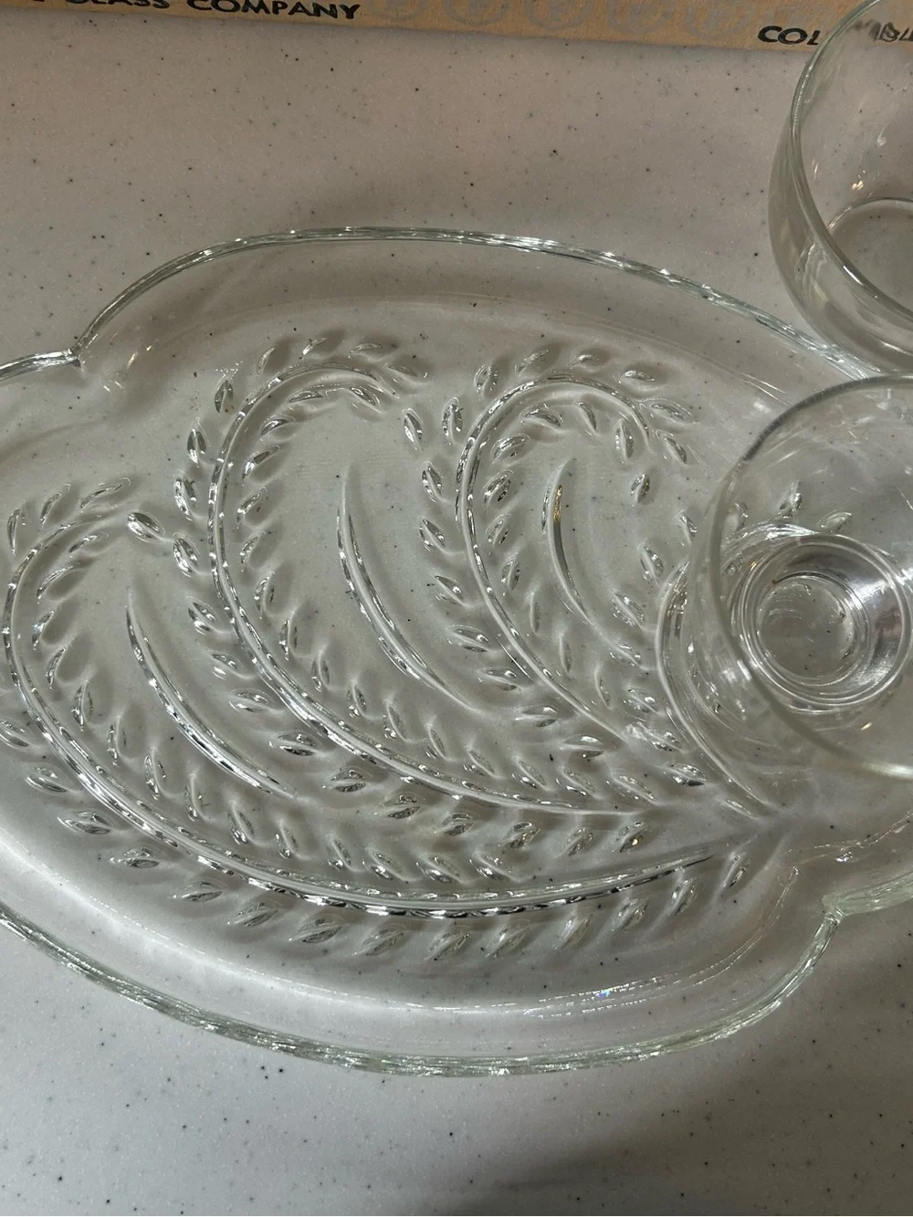 Federal Glass Co. Homestead Snack master Set 4 Trays/8 Cups